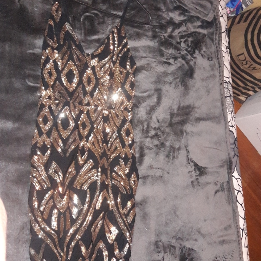Gold sequence party dress